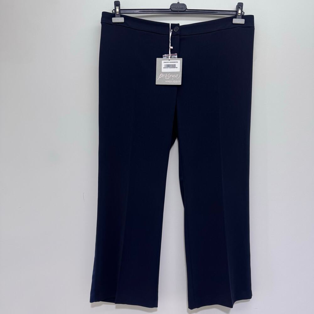 NWT Marina Rinaldi Side Stripe Trousers Pant Navy Blue US 20 Minimalist Comfort